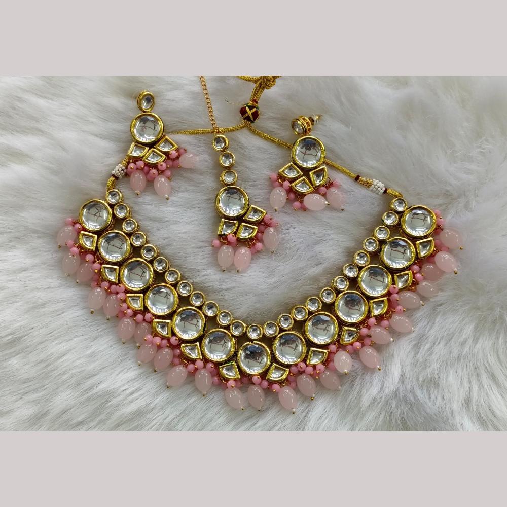 Palak Art Gold Plated  Kundan Stone And Beads Necklace Set