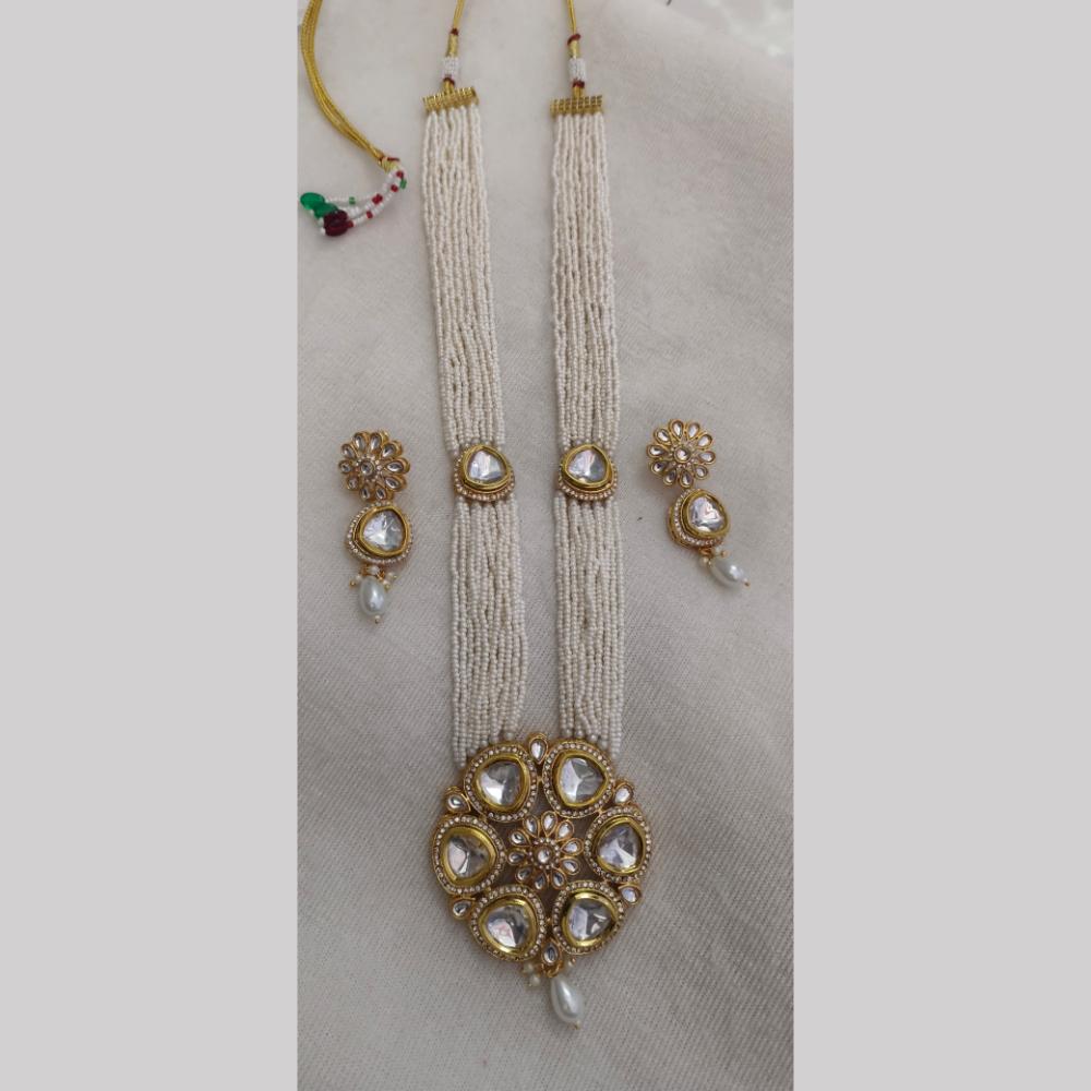 Palak Art  Gold Plated Kundan Stone And Pearl Necklace Set