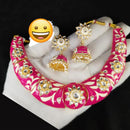 Palak Art Gold Plated Kundan Stone Meenakari Necklace Set