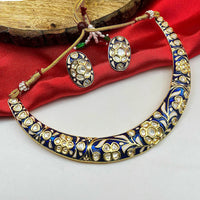 Palak Art Gold Plated Polki Kundan Stone And Meenakari Necklace Set