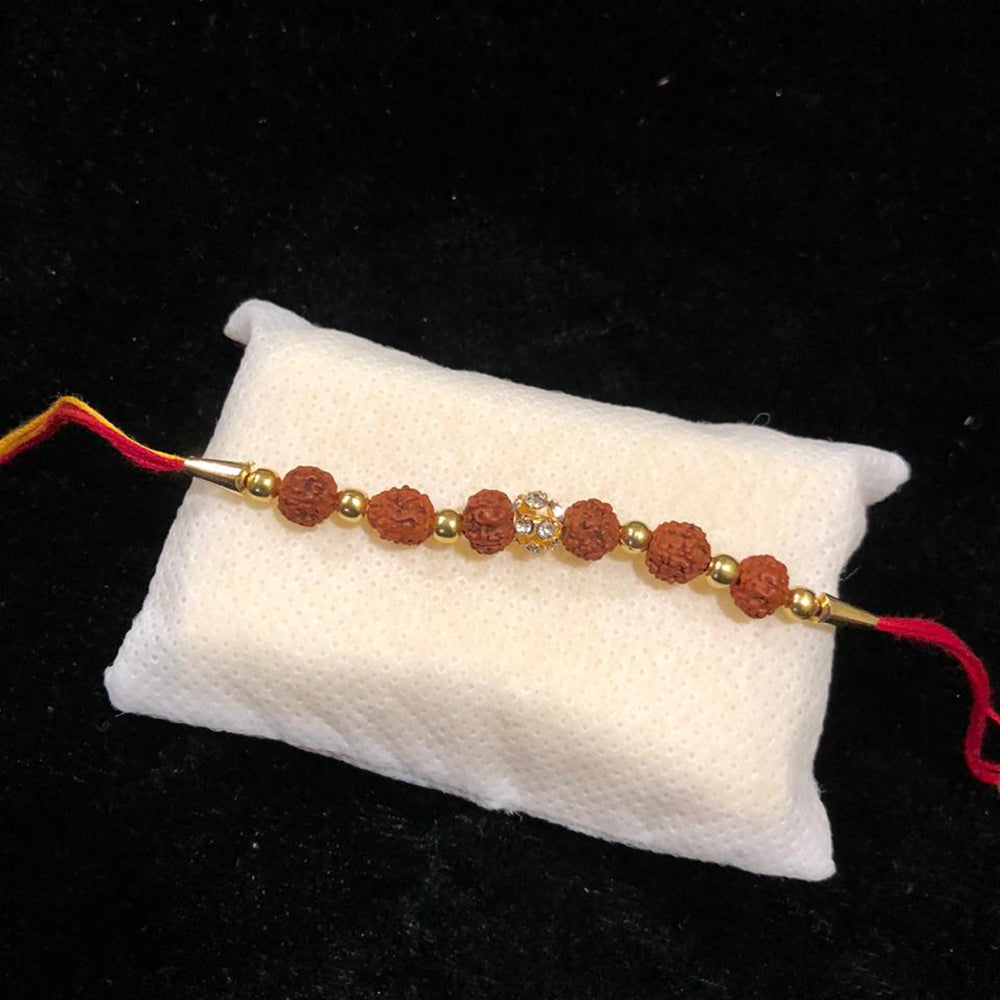 Palak Art Gold Plated Rudraksha Rakhi for Bhaiya, Brother, Bhai, Bro