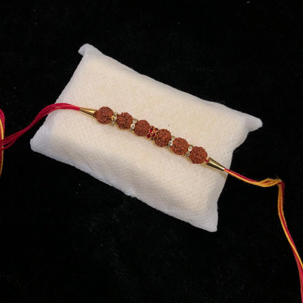 Palak Art Gold Plated Rudraksha Rakhi for Bhaiya, Brother, Bhai, Bro