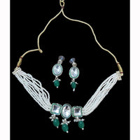 Palak Art Elegant Fusion Pota Stone And Pearl Necklace Set