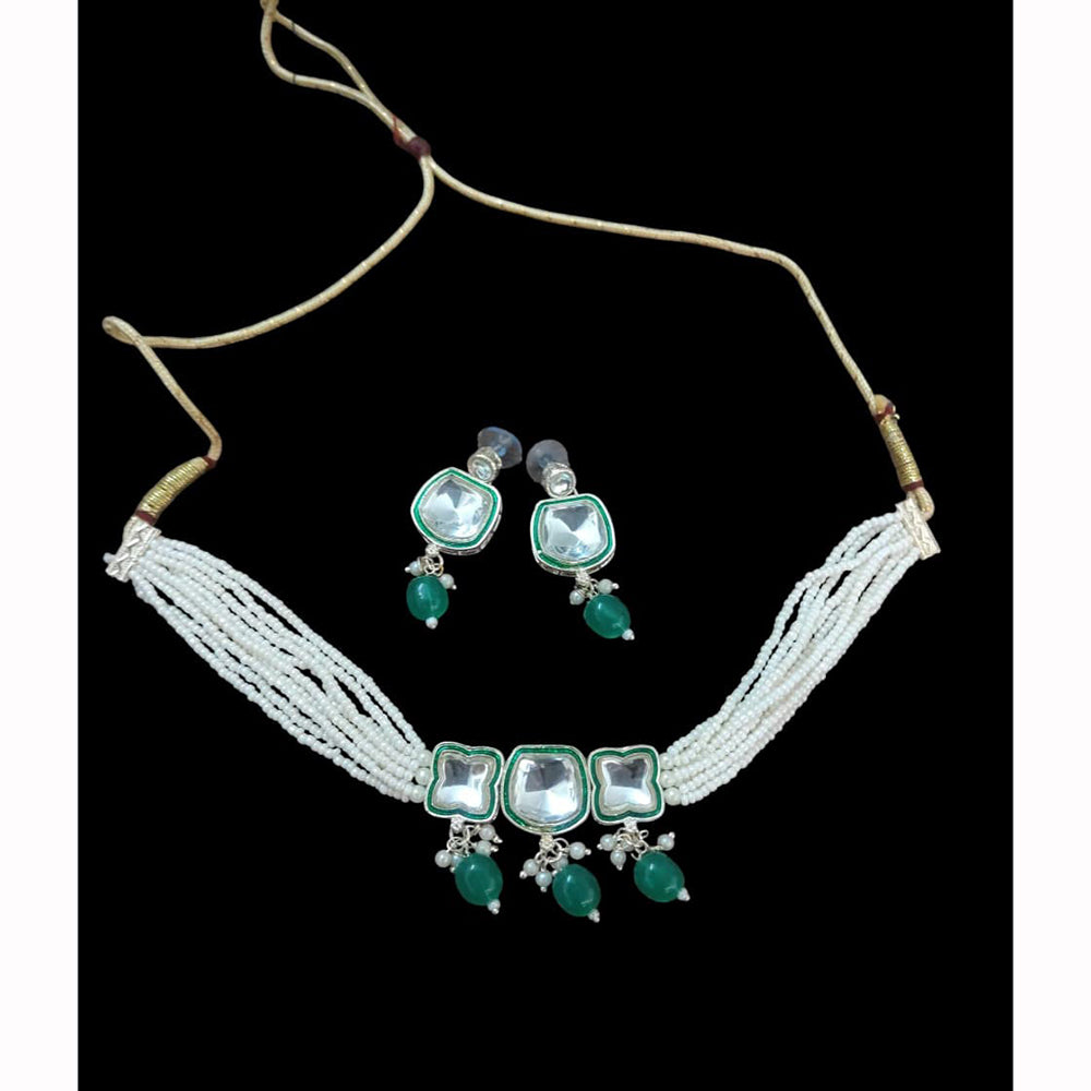 Palak Art Elegant Fusion Pota Stone And Pearl Necklace Set