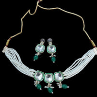Palak Art Elegant Fusion Pota Stone And Pearl Necklace Set