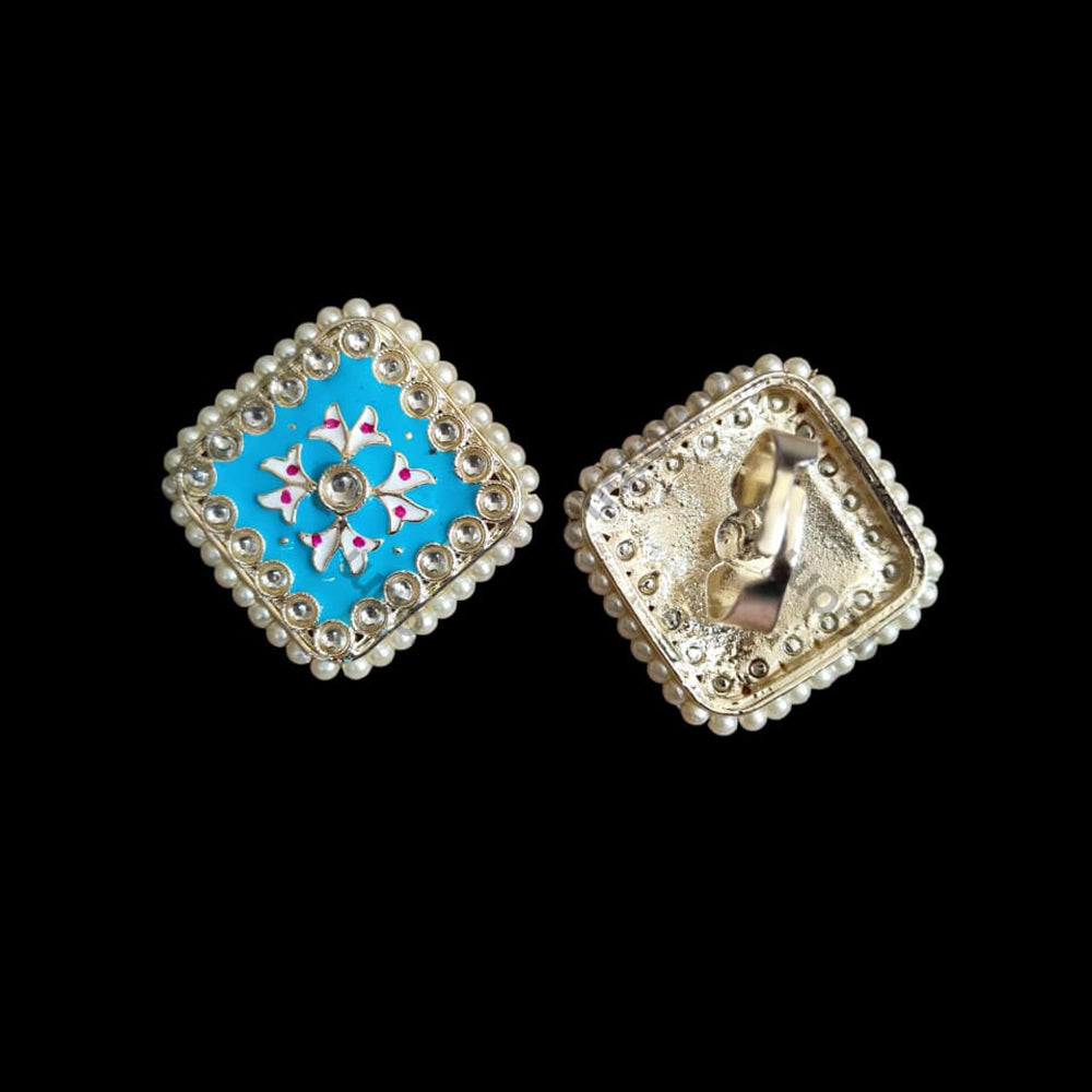 Palak Art Designer Kundan Stone And Meenakari Adjustable Ring