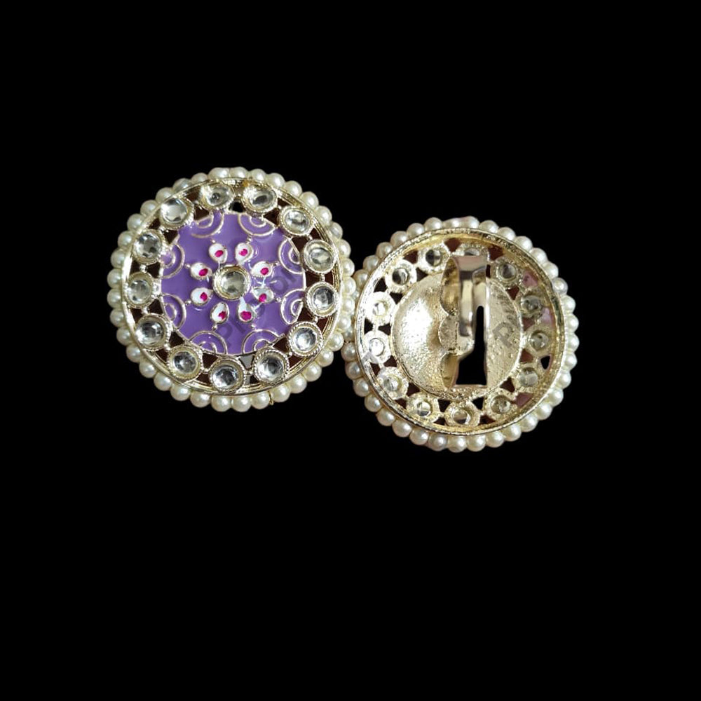 Palak Art Designer Kundan Stone And Meenakari Adjustable Ring