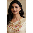 Palak Art Heritage Style Kundan Stone And Beads Long Necklace Set