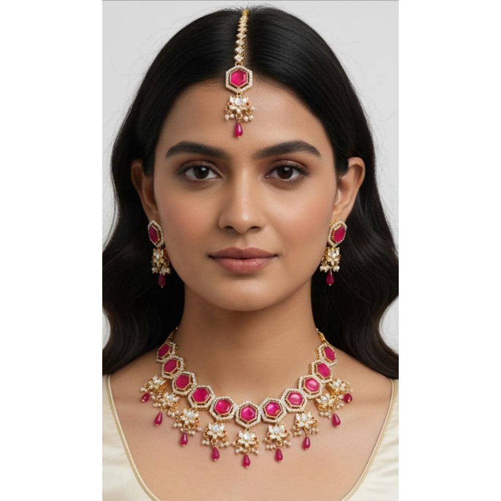 Palak Art Heritage Austrian Stone Pearl And Beads Necklace Set