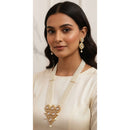 Palak Art Royal Kundan Stone And Austrian Stone Pearl Long Necklace Set 