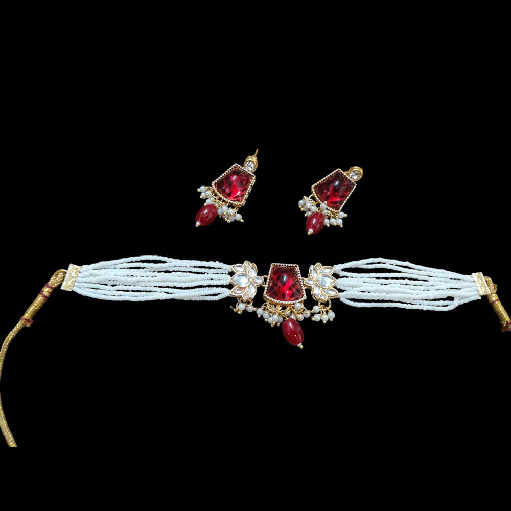 Palak Art Regal Elegance Kundan Stone And Pearl Choker Necklace Set