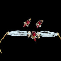 Palak Art Regal Elegance Kundan Stone And Pearl Choker Necklace Set