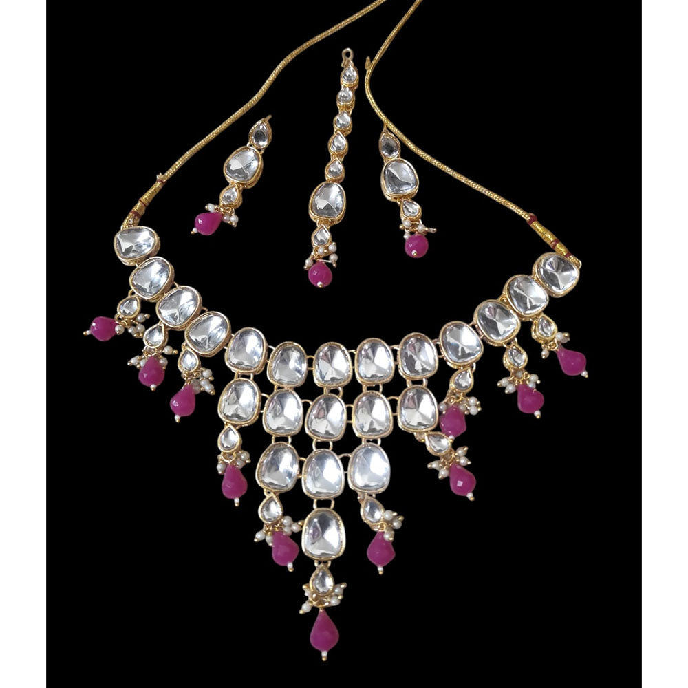 Palak Art Elegant Kundan Stone And Beads Designer Choker Set