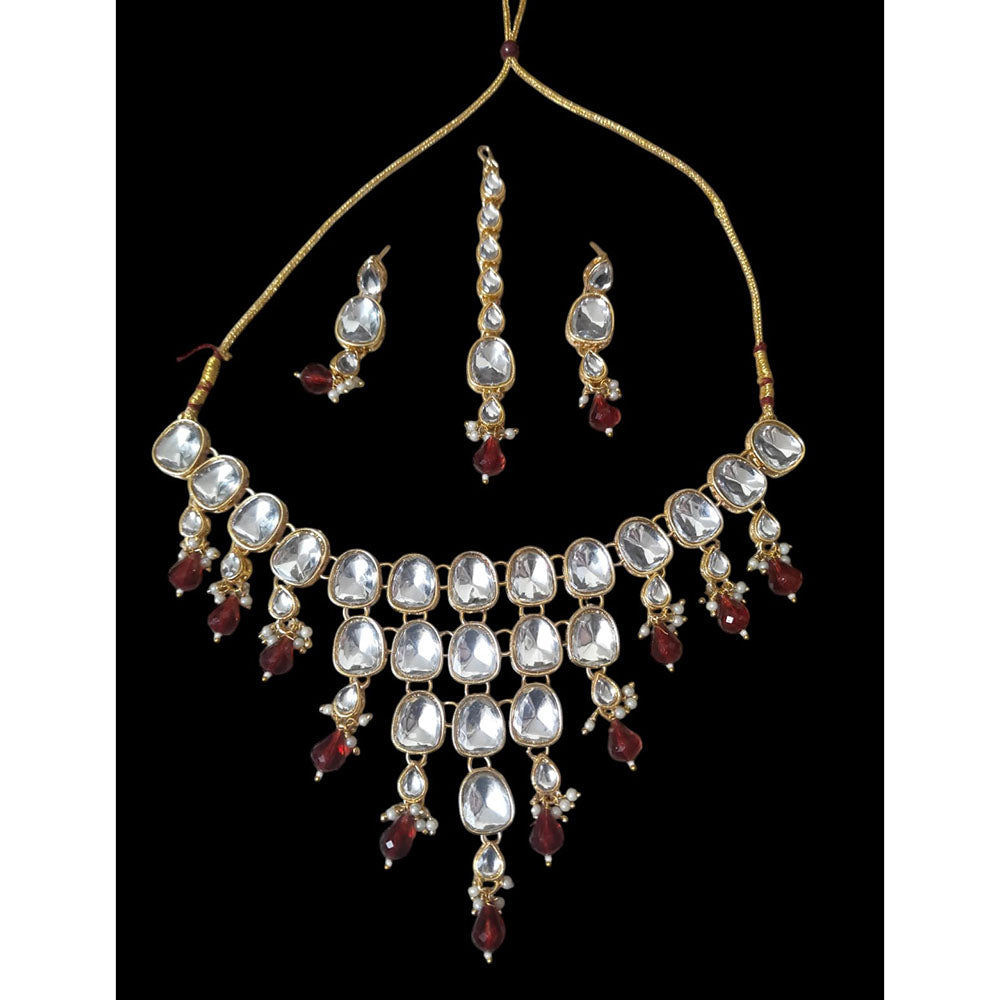 Palak Art Elegant Kundan Stone And Beads Designer Choker Set