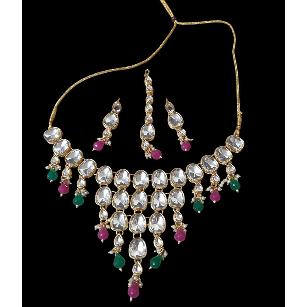 Palak Art Elegant Kundan Stone And Beads Designer Choker Set