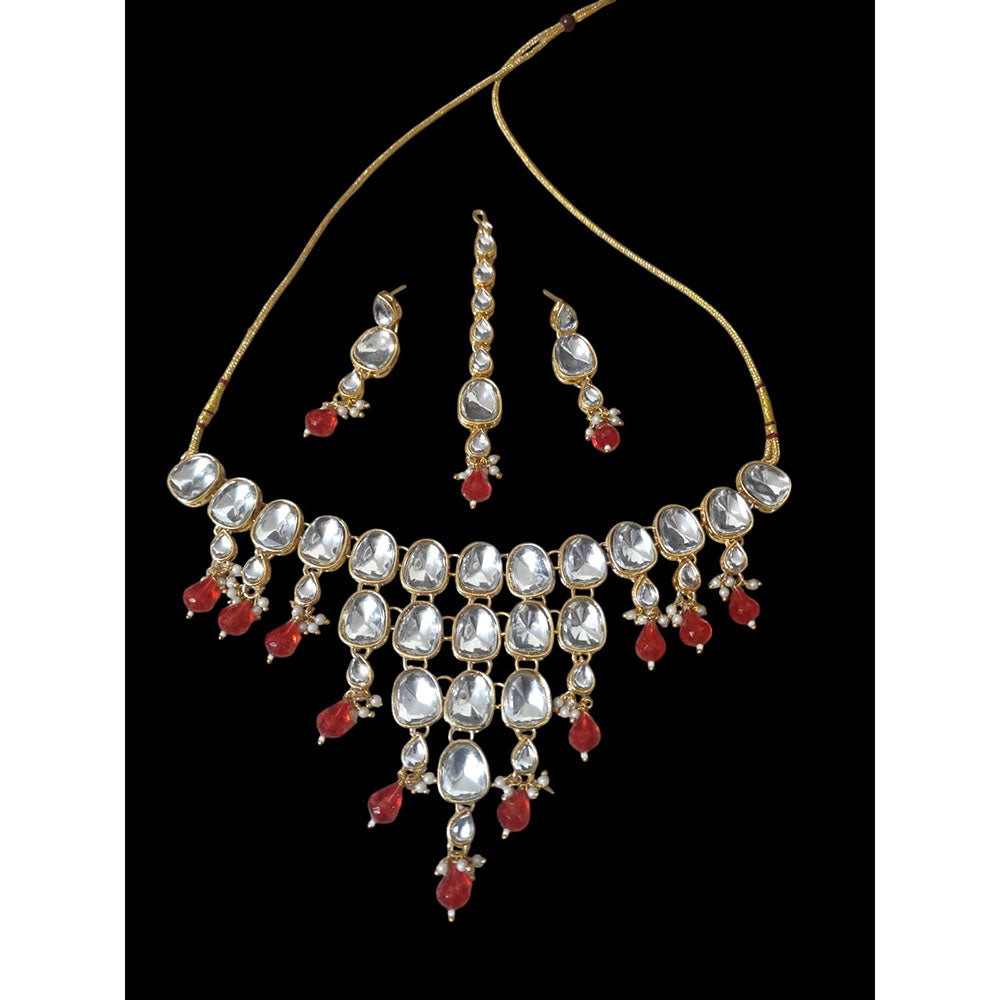 Palak Art Elegant Kundan Stone And Beads Designer Choker Set