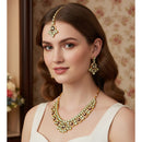 Palak Art Elegant Crystal Stone And Pota Stone Designer Necklace Set