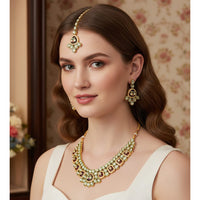 Palak Art Elegant Crystal Stone And Pota Stone Designer Necklace Set