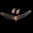 Palak Art Elegant Pota Stone And Pearl Designer Meenakari Choker Necklace Set