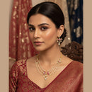 Palak Art Classic Kundan Stone And Pearl Meenakari Necklace Set (PACK OF 3)