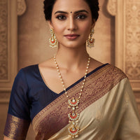 Palak Art Elegant Crystal Stone And Pearl Designer Long Necklace Set