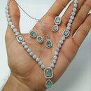 Palak Art Silver Plated American Diamond Necklace Set