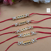 Palak Art Kundan Stone And Pearl Rakhi (Pack of 3)