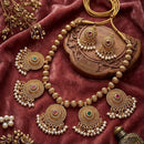 Palak Art Elegant Pota Stone And Pearl Designer Necklace Set