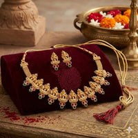Palak Art Elegant Pota Stone Designer Necklace Set