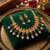 Palak Art Elegant Pota Stone Designer Necklace Set