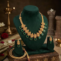 Palak Art Elegant Pota Stone Designer Necklace Set