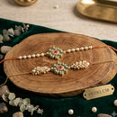 Palak Art Gold Plated Bhaiya And Bhabhi Kundan Stone Rakhi Combo