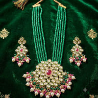 Palak Art Elegant Crystal Stone And Pearl Designer Necklace Set