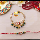 Palak Art Gold Plated Bhaiya And Bhabhi Kundan Stone Rakhi Combo