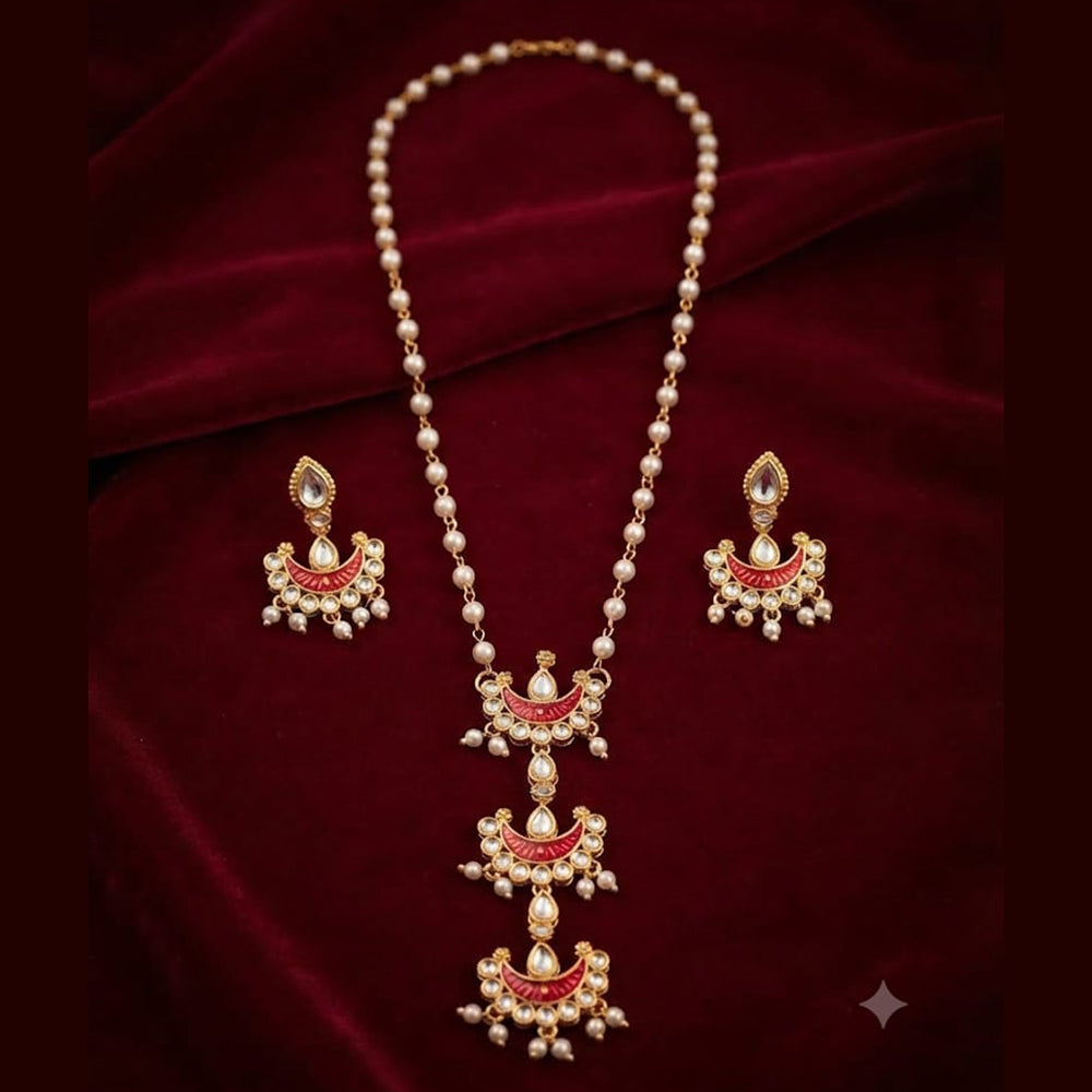 Palak Art Elegant Kundan Stone And Pearl Designer Necklace Set