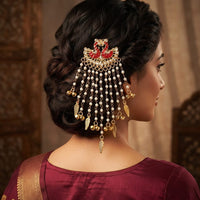 Palak Art Designer Kundan Stone And Pearl Hair Accessories