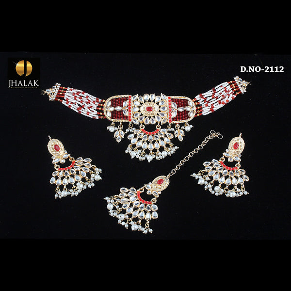 Rudraksh Art Gold Plated Kundan Stone Choker Necklace Set