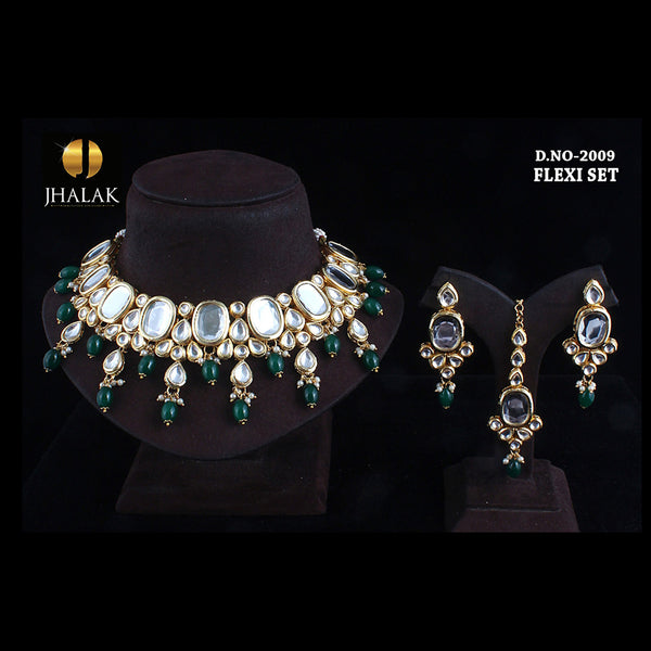 Rudraksh Art Gold Plated Kundan Stone Necklace Set