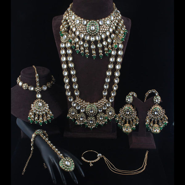 Rudraksh Art Gold Plated Kundan Stone And Beads Bridal Set