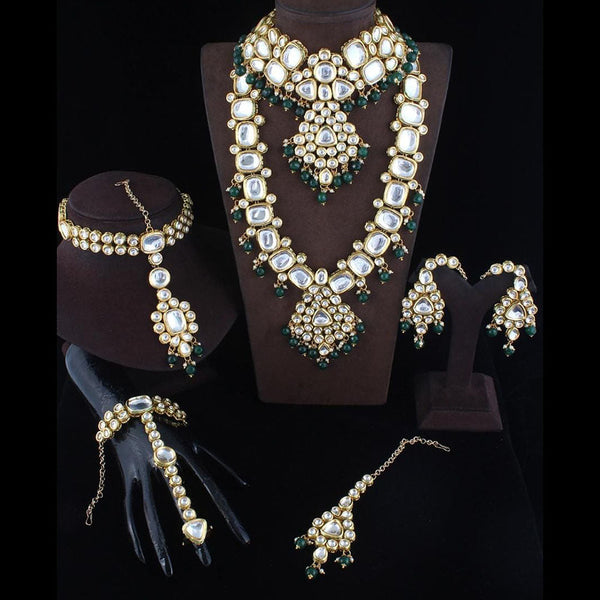 Rudraksh Art Gold Plated Kundan Stone And Beads Bridal Set