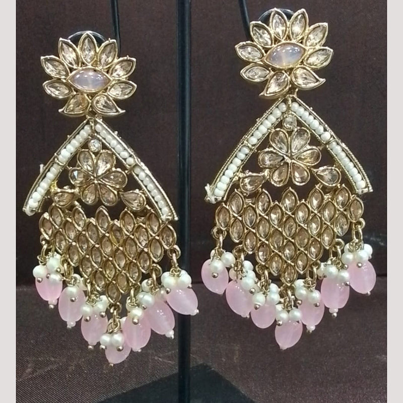 Rudraksh Art Antique Gold Plated Crystal Stone And Beads Dangler Earrings (Mix Color)