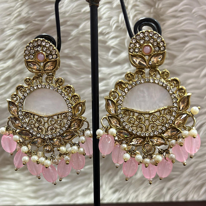 Rudraksh Art Antique Gold Plated Crystal Stone And Beads Dangler Earrings (Mix Color)