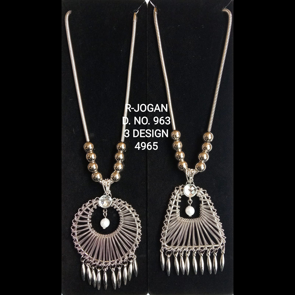 R Jogan Oxidised Plated Assorted Design Long Necklace