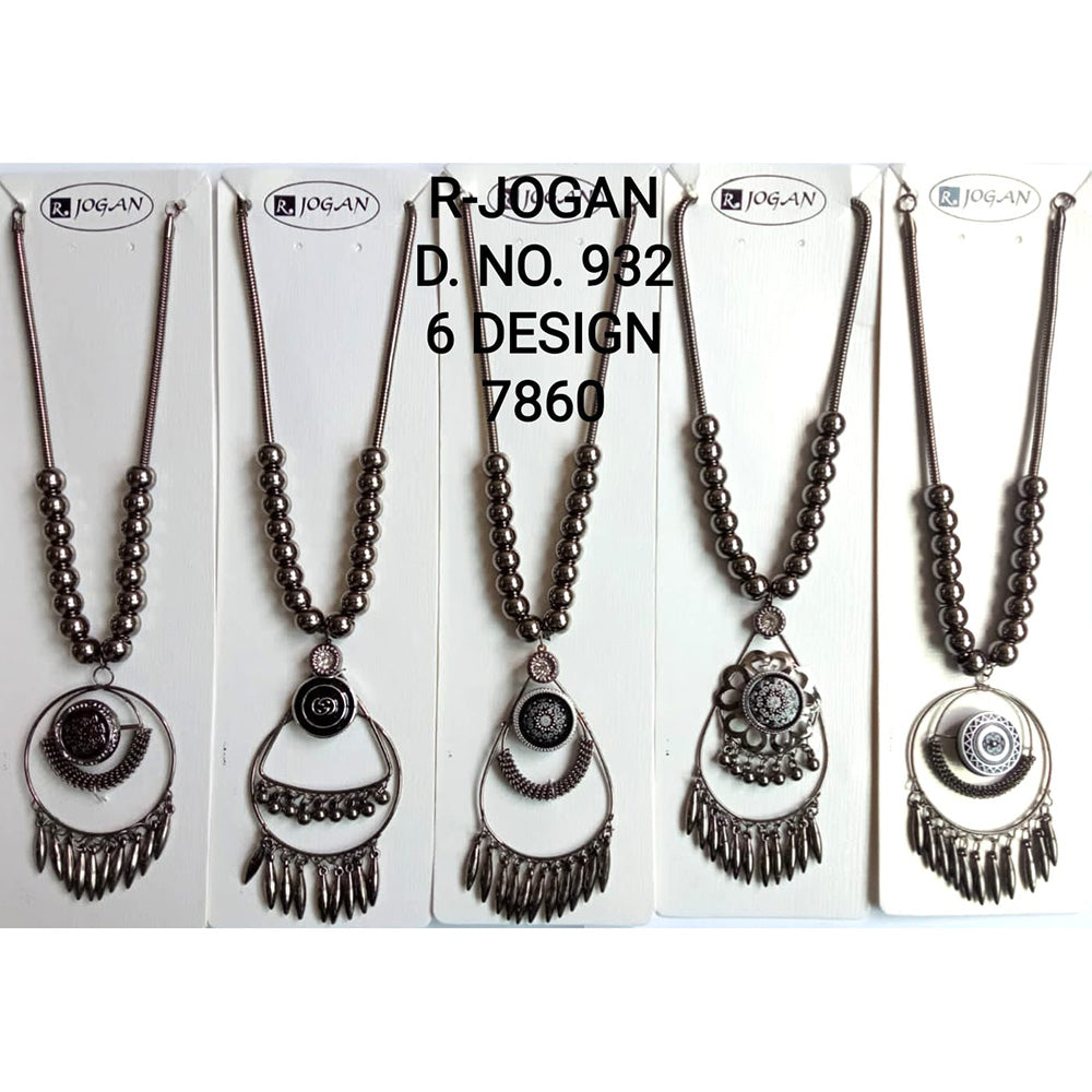 R Jogan Oxidised Plated Assorted Design Long Necklace