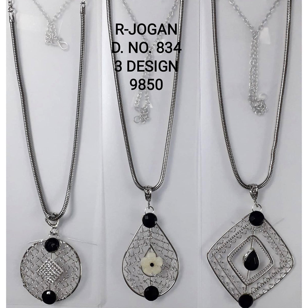 R Jogan Oxidised Plated Assorted Design Long Necklace