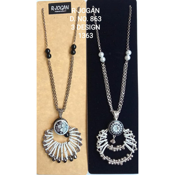 R Jogan Oxidised Plated Assorted Design Long Necklace