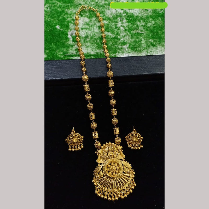 Shubham Creations Copper Gold Long Nekclace Set