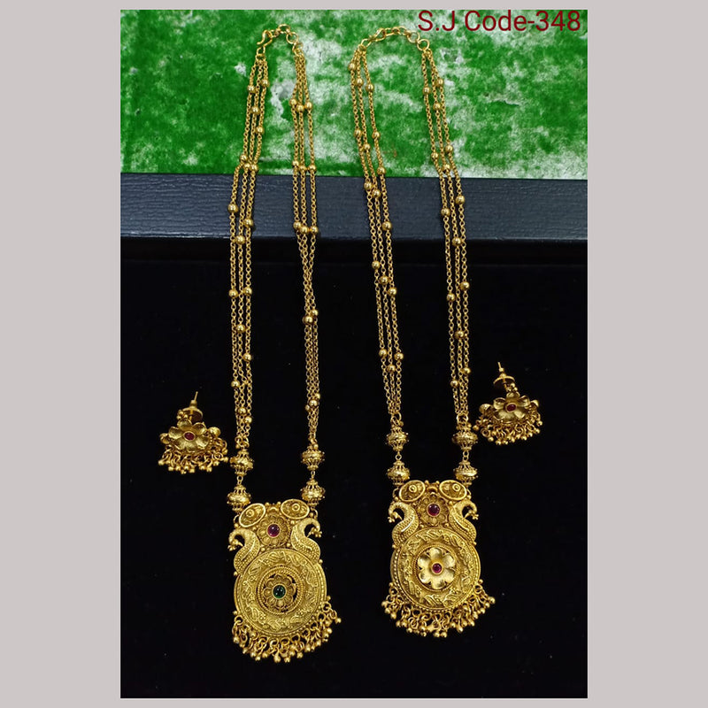 Shubham Creations Copper Gold Long Nekclace Set (Set 1)