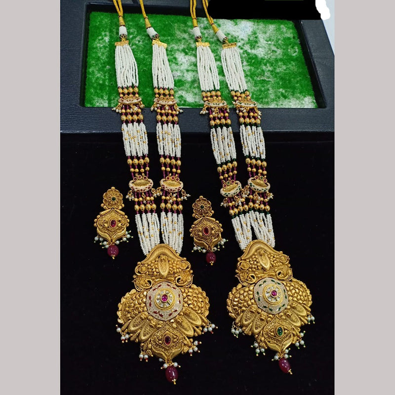 Shubham Creations Copper Gold Long Nekclace Set