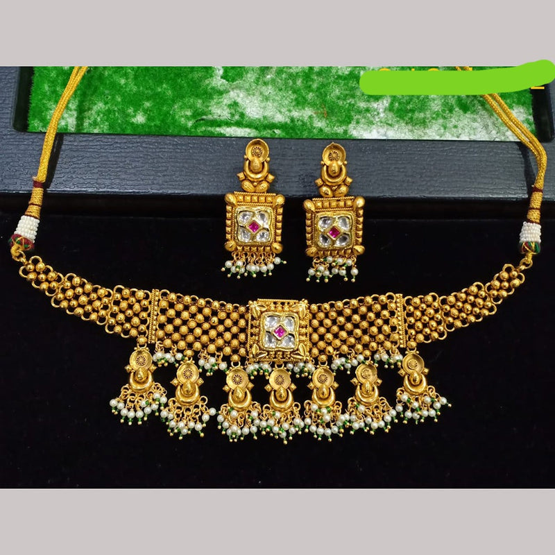 Shubham Creations Copper Gold Choker Nekclace Set